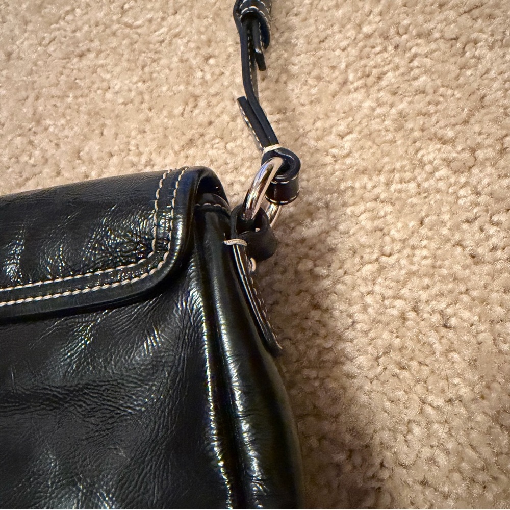 Coach Penny Turn Lock Black Patent Leather Mini Shoulder Bag - Picture 7 of 16